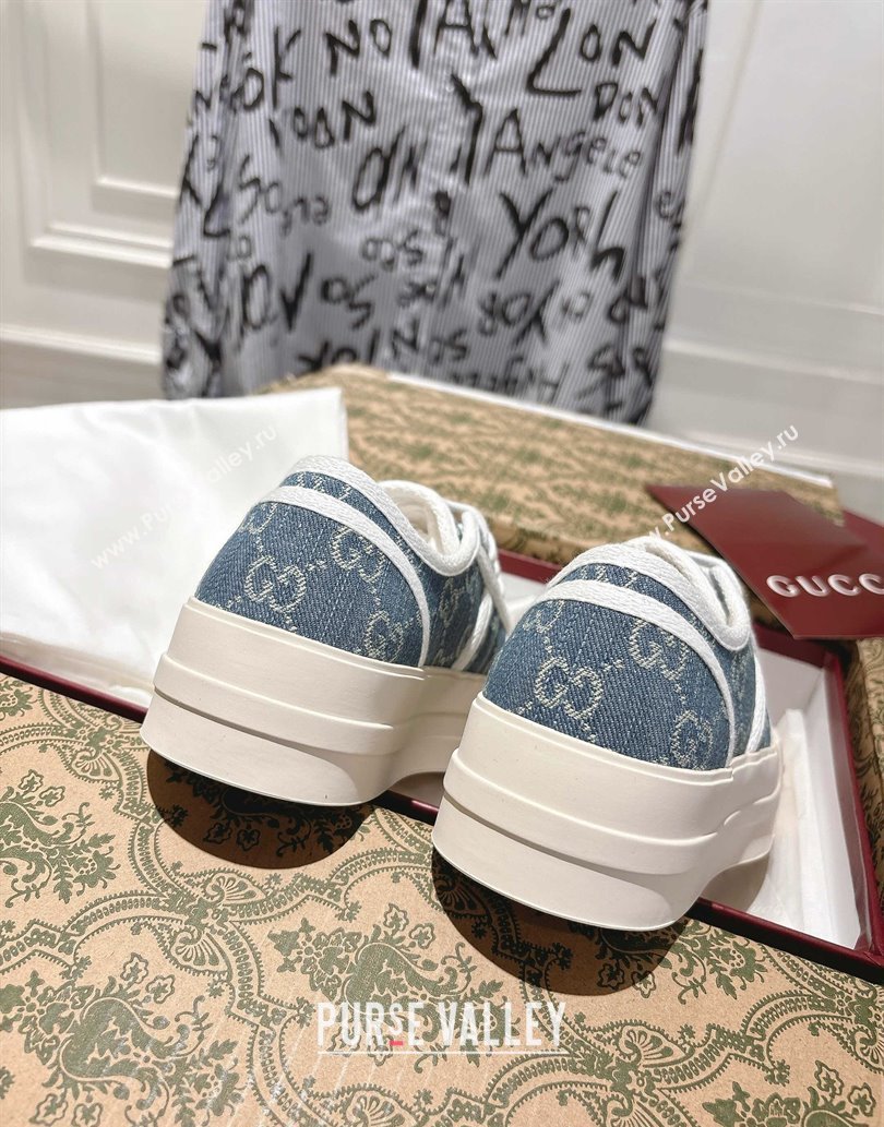 Gucci Chunky Platform Sneakers in GG Denim Dark Blue 2025 831825 (SS-250609064)