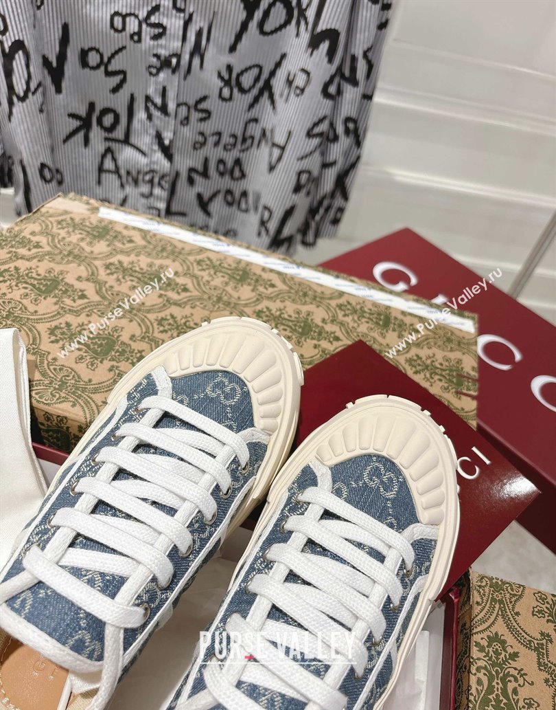 Gucci Chunky Platform Sneakers in GG Denim Dark Blue 2025 831825 (SS-250609064)