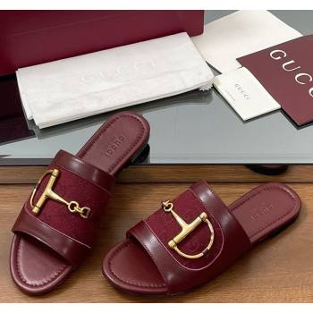Gucci Flat Slides Sandal in GG Canvas and Lambskin with Horsebit Red 2025 834427 (MD-250609096)