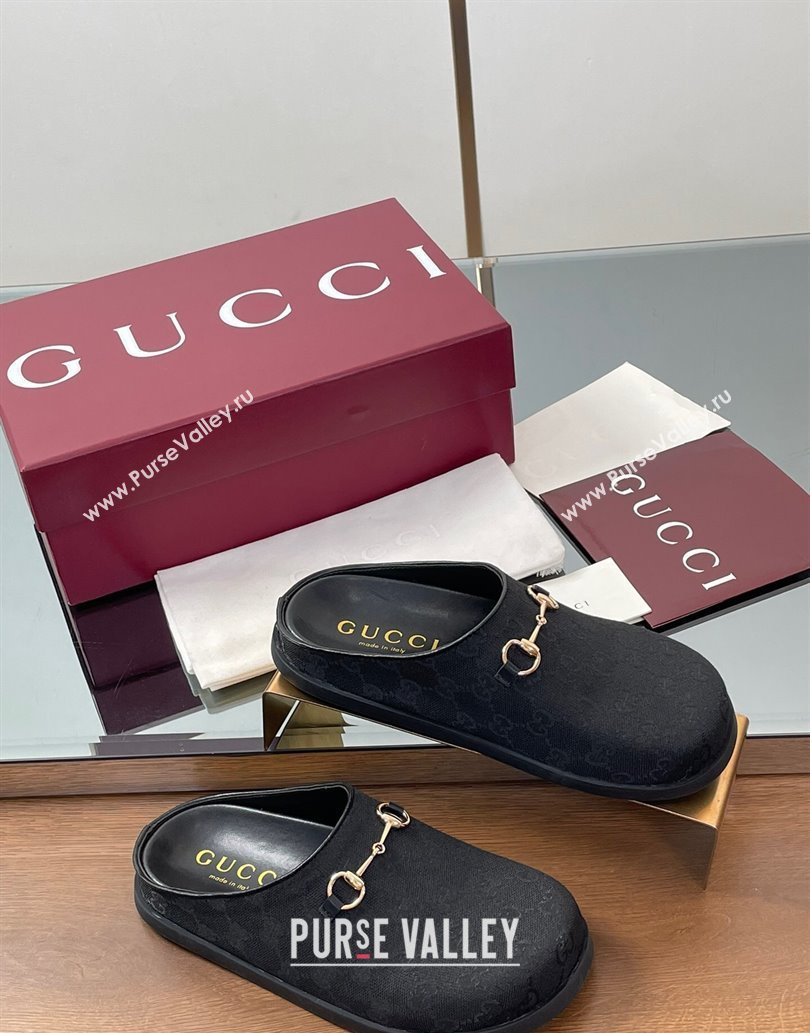 Gucci GG Canvas Mules with Horsebit Black2 2025 0609 (MD-250609068)