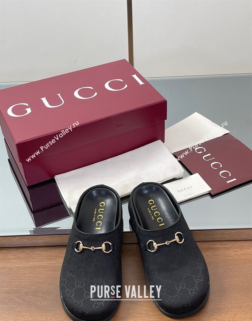 Gucci GG Canvas Mules with Horsebit Black2 2025 0609 (MD-250609068)