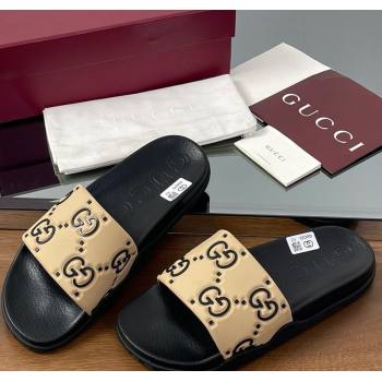 Gucci GG Rubber Flat Slides Sandal Beige 2025 0609 (MD-250609129)