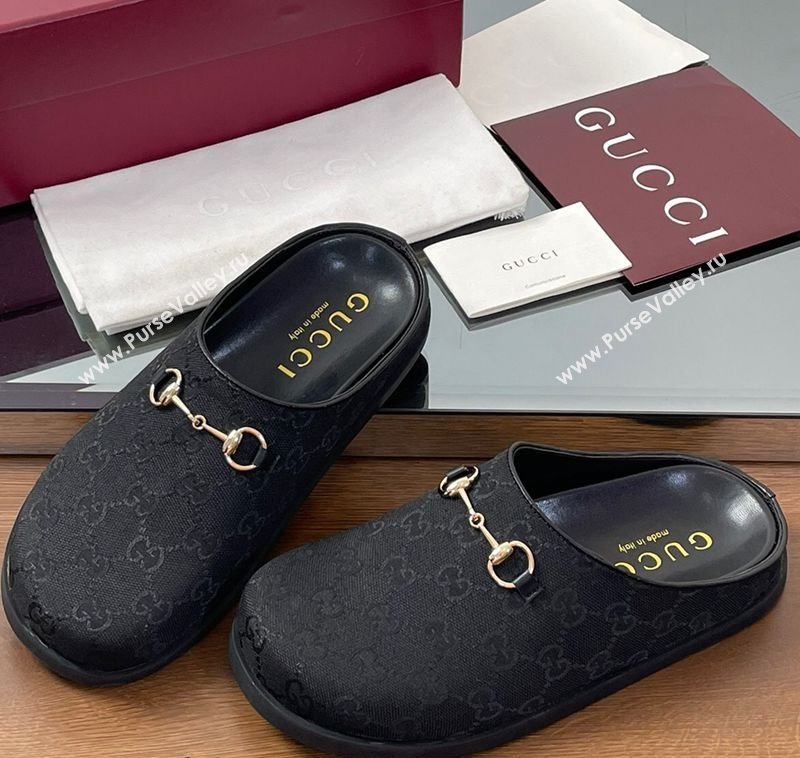 Gucci GG Canvas Mules with Horsebit Black2 2025 0609 (MD-250609068)