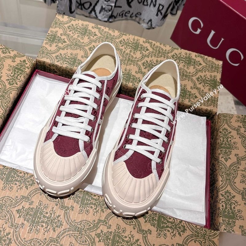 Gucci Chunky Platform Sneakers in GG Canvas Rosso Ancora Red 2025 831825 (SS-250609061)