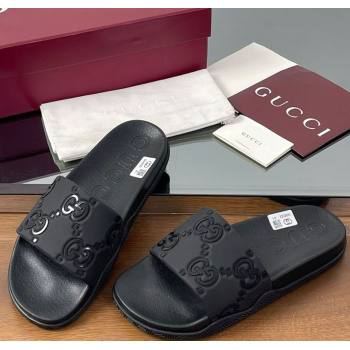 Gucci GG Rubber Flat Slides Sandal Black 2 2025 0609 (MD-250609131)