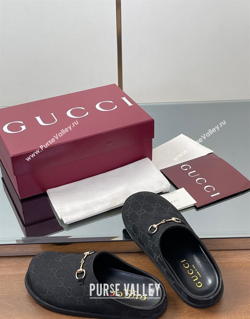 Gucci GG Canvas Mules with Horsebit Black2 2025 0609 (MD-250609068)