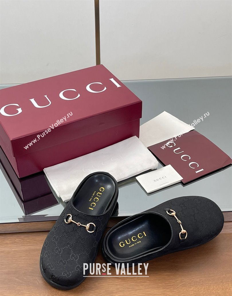 Gucci GG Canvas Mules with Horsebit Black2 2025 0609 (MD-250609068)
