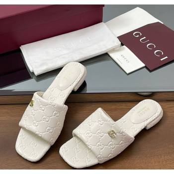 Gucci Flat Slides Sandal in GG Calf Leather White 2025 816330 (MD-250609135)