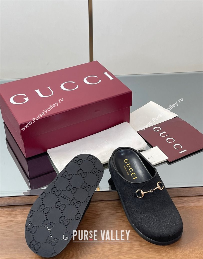 Gucci GG Canvas Mules with Horsebit Black2 2025 0609 (MD-250609068)