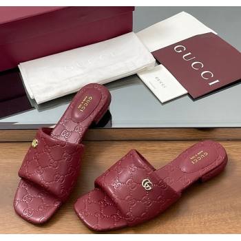 Gucci Flat Slides Sandal in GG Calf Leather Red 2025 816330 (MD-250609136)
