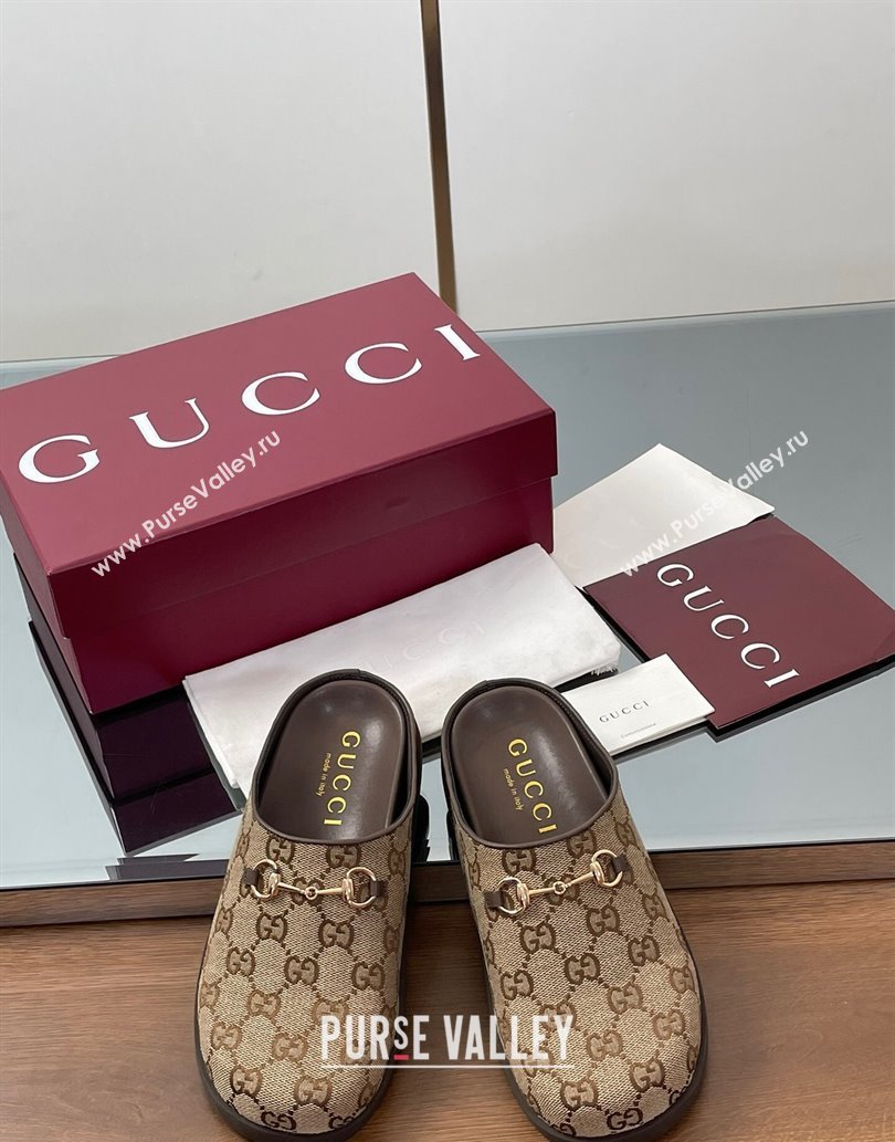 Gucci GG Canvas Mules with Horsebit Brown 2025 0609 (MD-250609069)