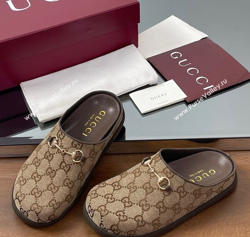 Gucci GG Canvas Mules with Horsebit Brown 2025 0609 (MD-250609069)