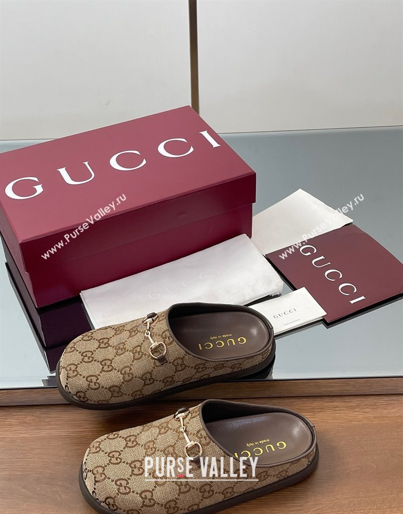 Gucci GG Canvas Mules with Horsebit Brown 2025 0609 (MD-250609069)