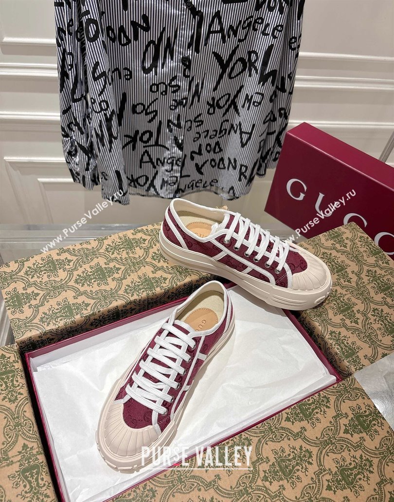 Gucci Chunky Platform Sneakers in GG Canvas Rosso Ancora Red 2025 831825 (SS-250609061)