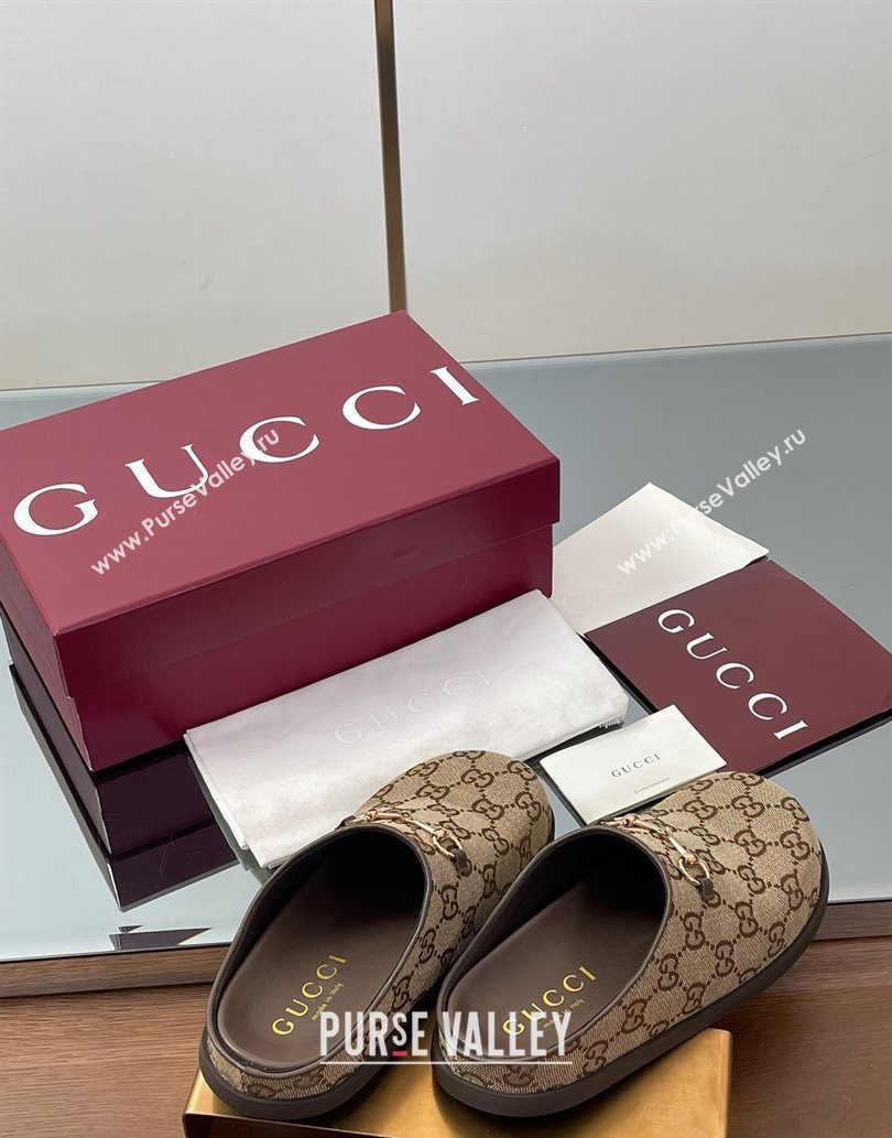 Gucci GG Canvas Mules with Horsebit Brown 2025 0609 (MD-250609069)
