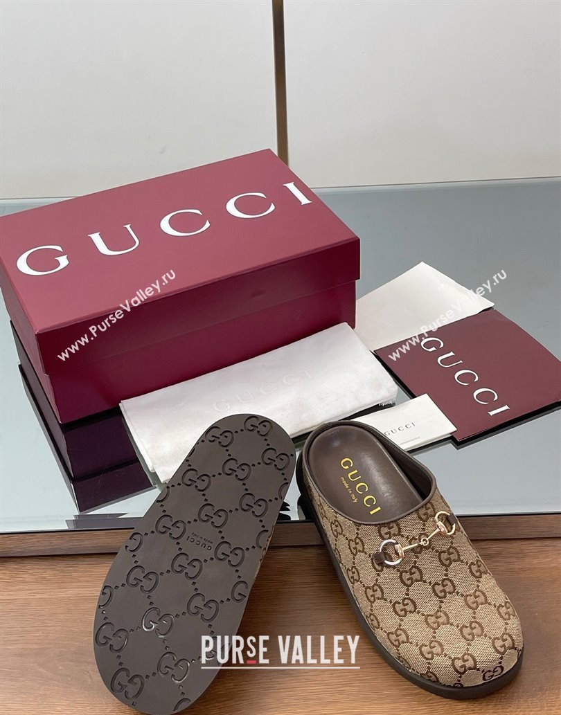 Gucci GG Canvas Mules with Horsebit Brown 2025 0609 (MD-250609069)