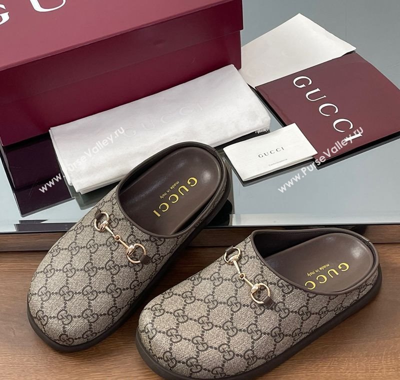 Gucci GG Canvas Mules with Horsebit Beige 2025 0609 (MD-250609070)
