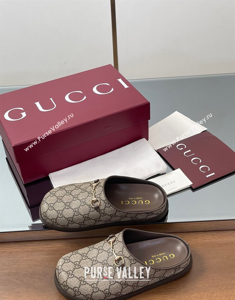 Gucci GG Canvas Mules with Horsebit Beige 2025 0609 (MD-250609070)
