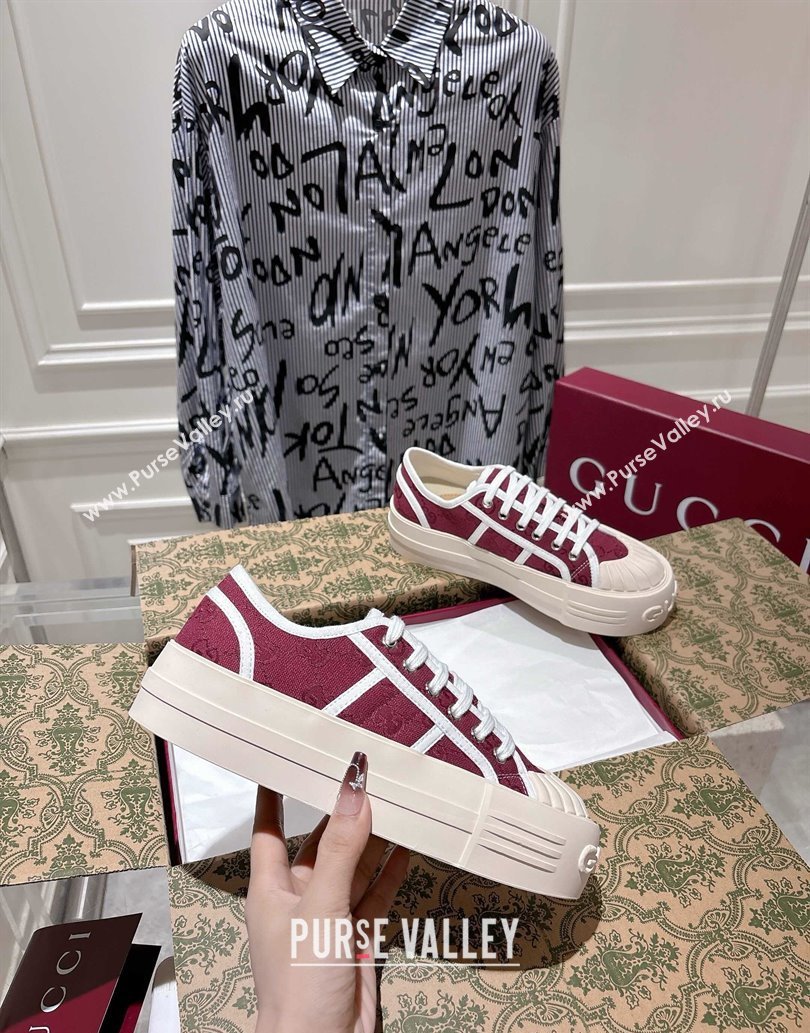 Gucci Chunky Platform Sneakers in GG Canvas Rosso Ancora Red 2025 831825 (SS-250609061)
