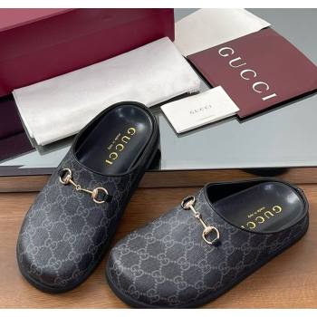 Gucci GG Canvas Mules with Horsebit Black/Grey 2025 0609 (MD-250609071)