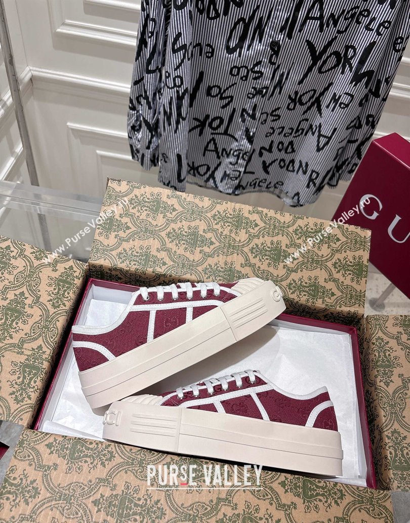 Gucci Chunky Platform Sneakers in GG Canvas Rosso Ancora Red 2025 831825 (SS-250609061)