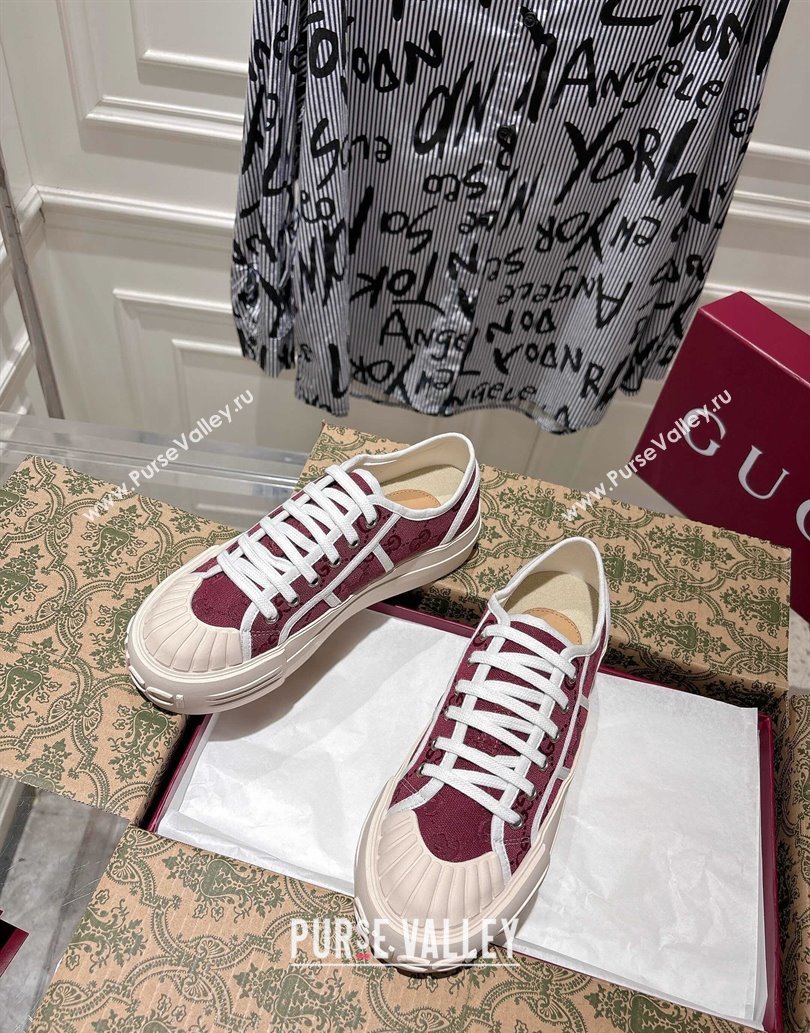 Gucci Chunky Platform Sneakers in GG Canvas Rosso Ancora Red 2025 831825 (SS-250609061)