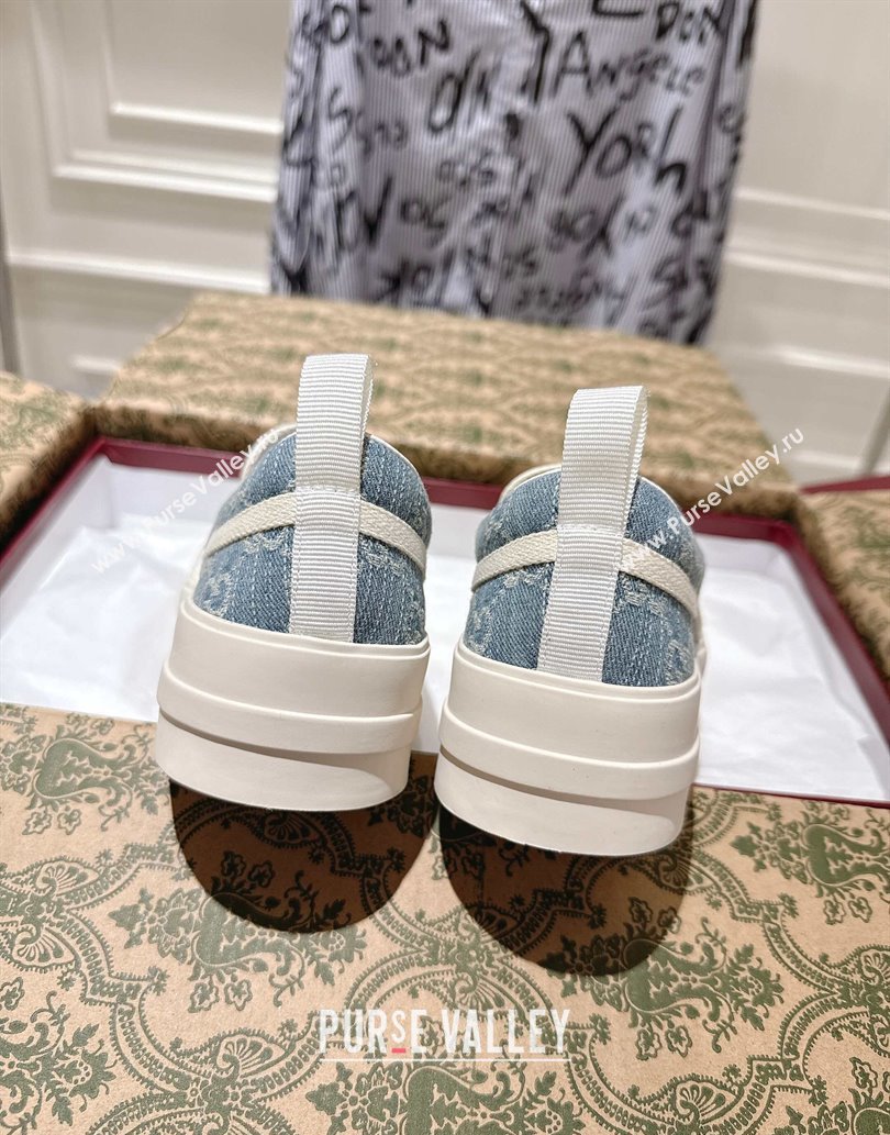 Gucci Chunky Platform Slip-on Sneakers in GG Denim Blue 2025 (MD-250609066)
