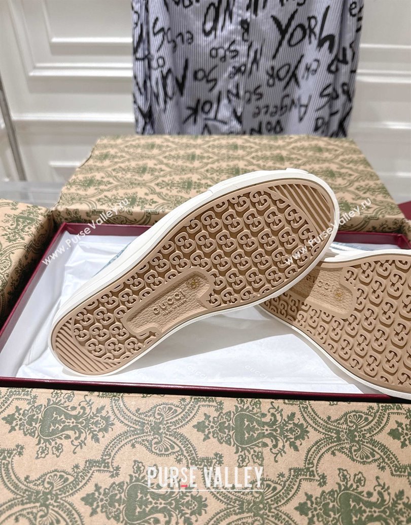 Gucci Chunky Platform Slip-on Sneakers in GG Denim Blue 2025 (MD-250609066)