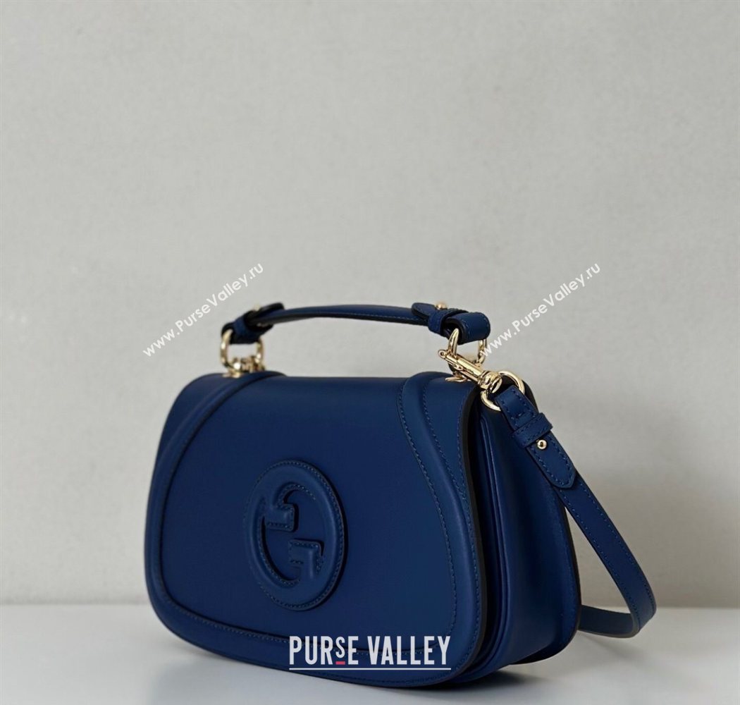 Gucci Blondie leather medium top handle bag Dark Blue 2025 815714 (DLH-250701021)
