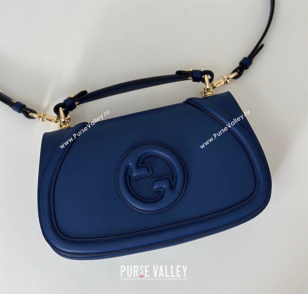 Gucci Blondie leather medium top handle bag Dark Blue 2025 815714 (DLH-250701021)