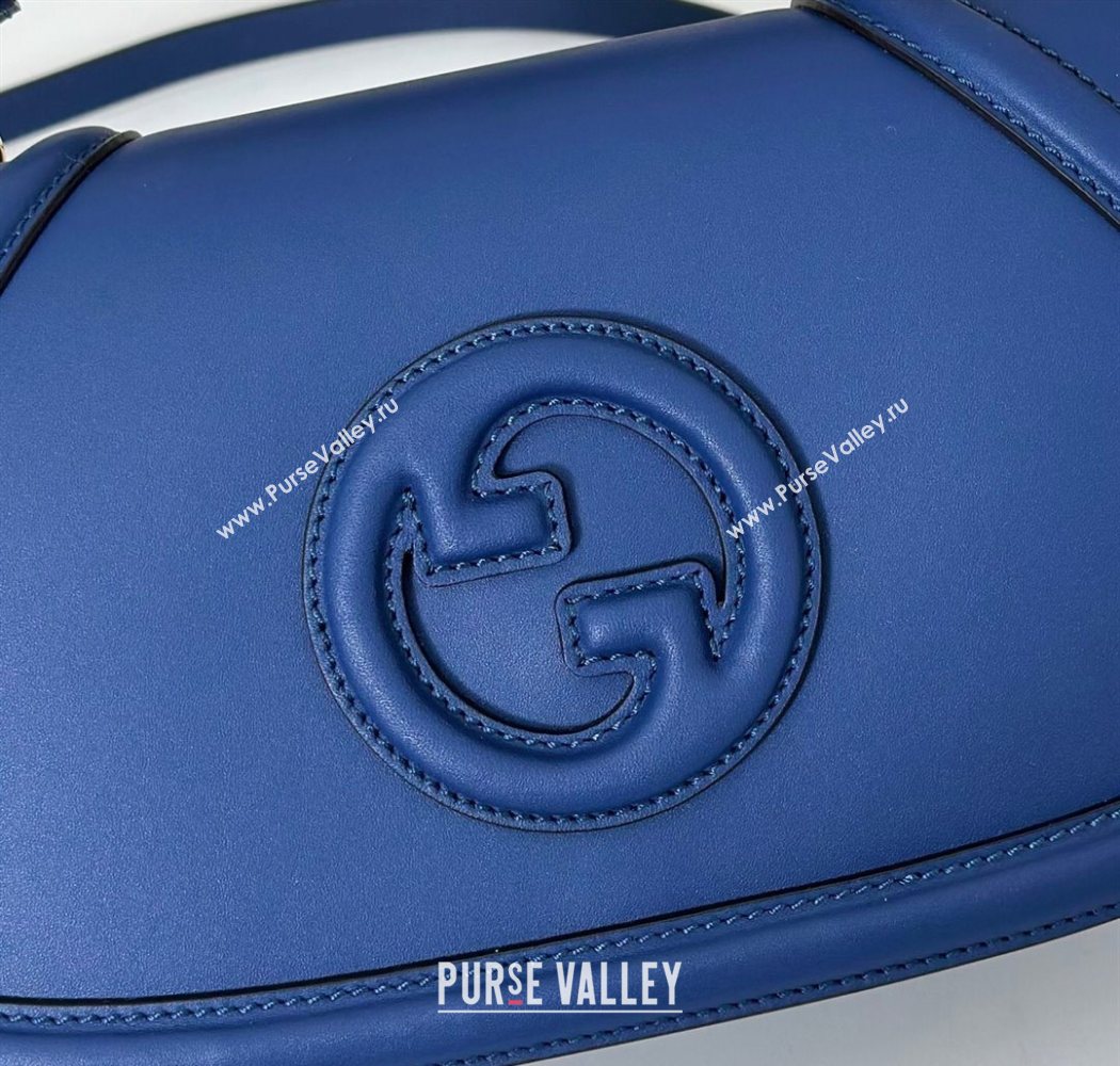 Gucci Blondie leather medium top handle bag Dark Blue 2025 815714 (DLH-250701021)