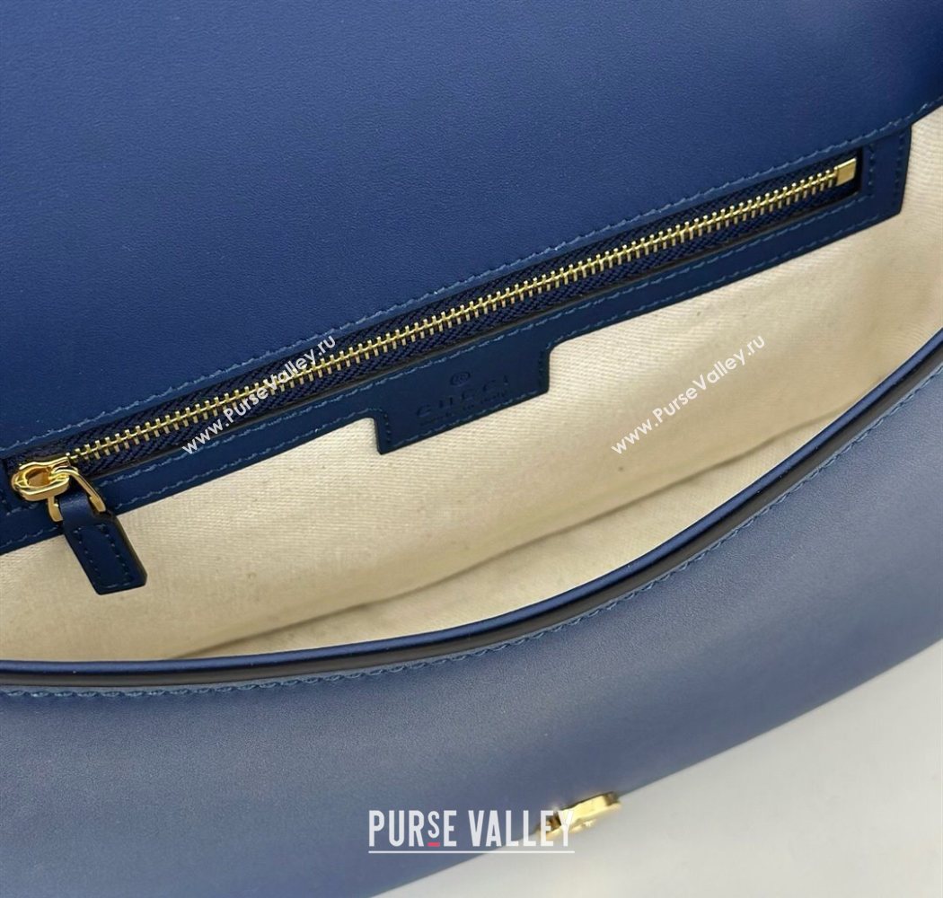 Gucci Blondie leather medium top handle bag Dark Blue 2025 815714 (DLH-250701021)