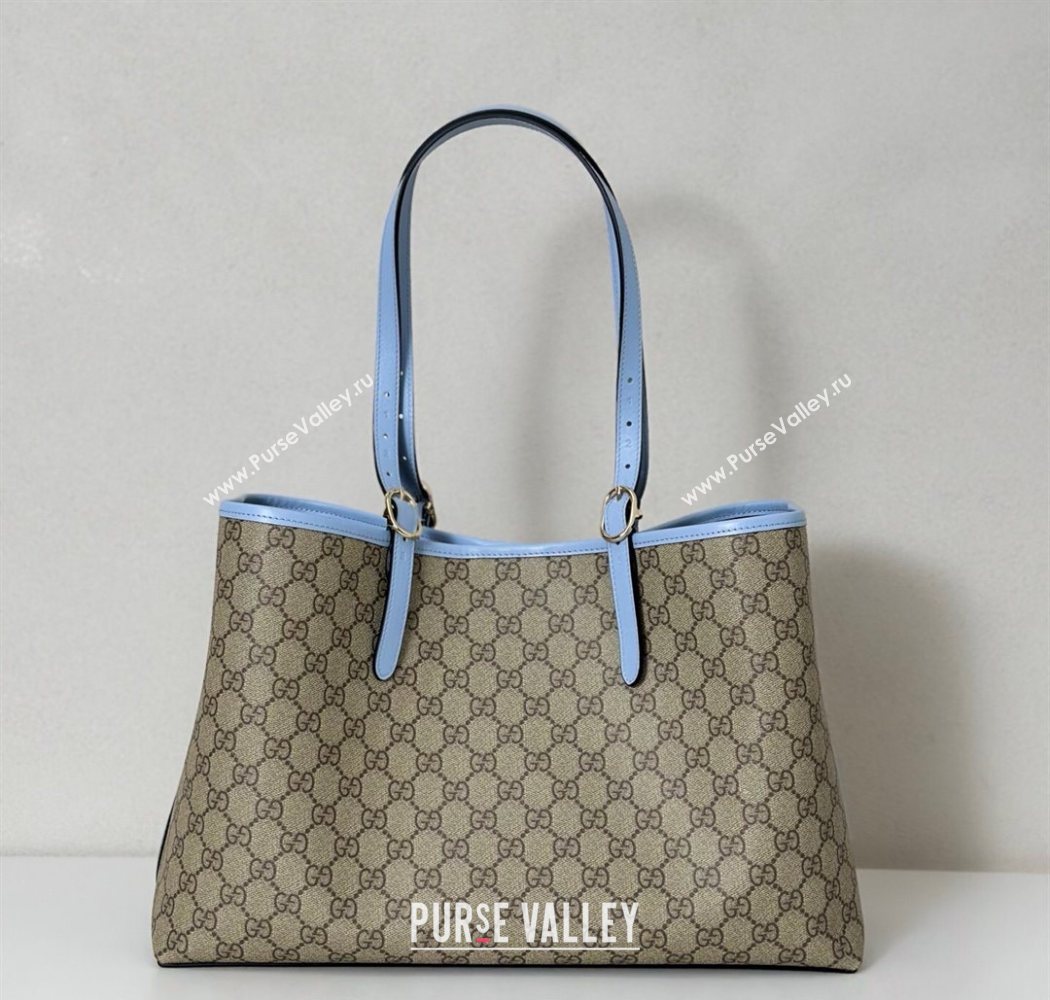Gucci GG Canvas Emblem Large Tote bag 815213 Beige/Blue 2025 (DLH-250630072)
