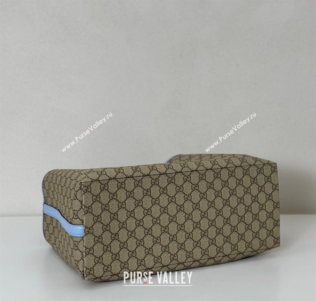 Gucci GG Canvas Emblem Large Tote bag 815213 Beige/Blue 2025 (DLH-250630072)
