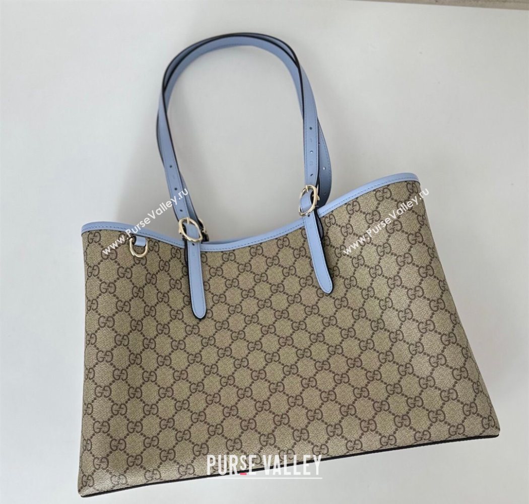 Gucci GG Canvas Emblem Large Tote bag 815213 Beige/Blue 2025 (DLH-250630072)