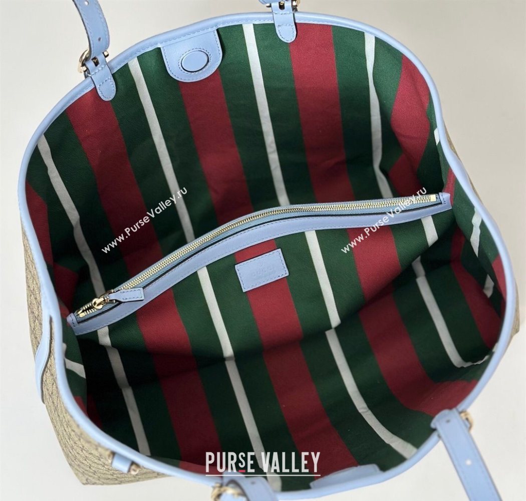 Gucci GG Canvas Emblem Large Tote bag 815213 Beige/Blue 2025 (DLH-250630072)