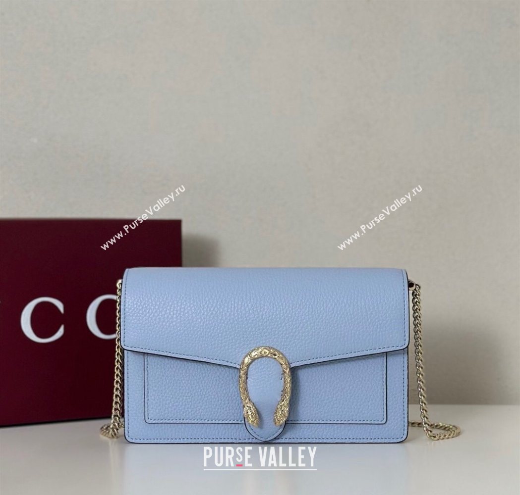Gucci Dionysus wallet on chain in grainy leather Light Blue 2025 837373 (DLH-250630088)