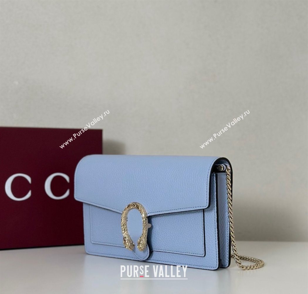 Gucci Dionysus wallet on chain in grainy leather Light Blue 2025 837373 (DLH-250630088)