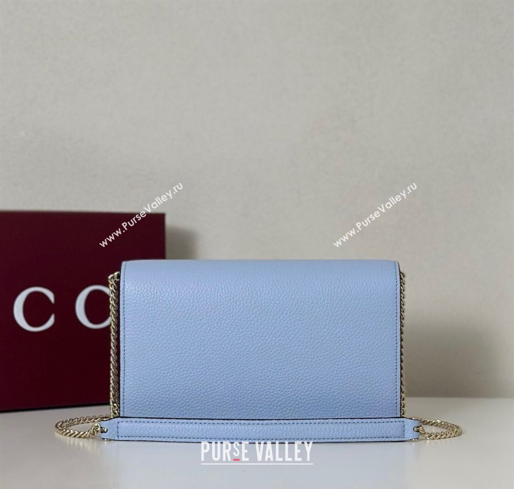 Gucci Dionysus wallet on chain in grainy leather Light Blue 2025 837373 (DLH-250630088)