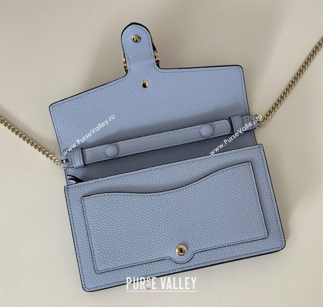 Gucci Dionysus wallet on chain in grainy leather Light Blue 2025 837373 (DLH-250630088)