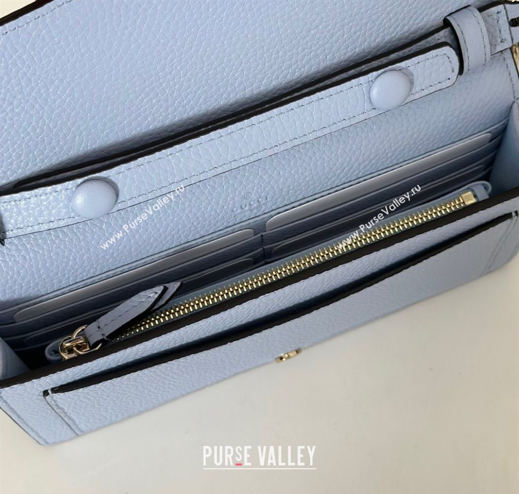 Gucci Dionysus wallet on chain in grainy leather Light Blue 2025 837373 (DLH-250630088)