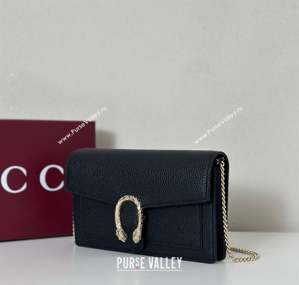 Gucci Dionysus wallet on chain in grainy leather Black 2025 837373 (DLH-250630090)