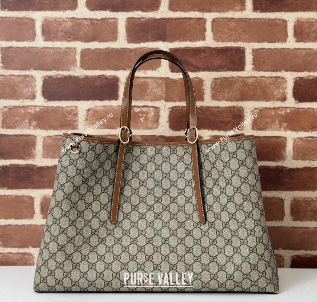 Gucci GG Canvas Emblem Maxi Tote Bag Beige/Brown 2025 815212 (DLH-250630073)