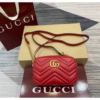 Gucci GG Marmont Leather Mini Camera Bag Red 2025 448065 (DLH-250630091)