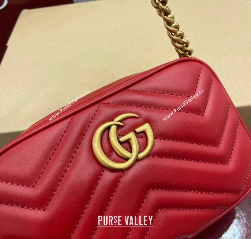 Gucci GG Marmont Leather Mini Camera Bag Red 2025 448065 (DLH-250630091)