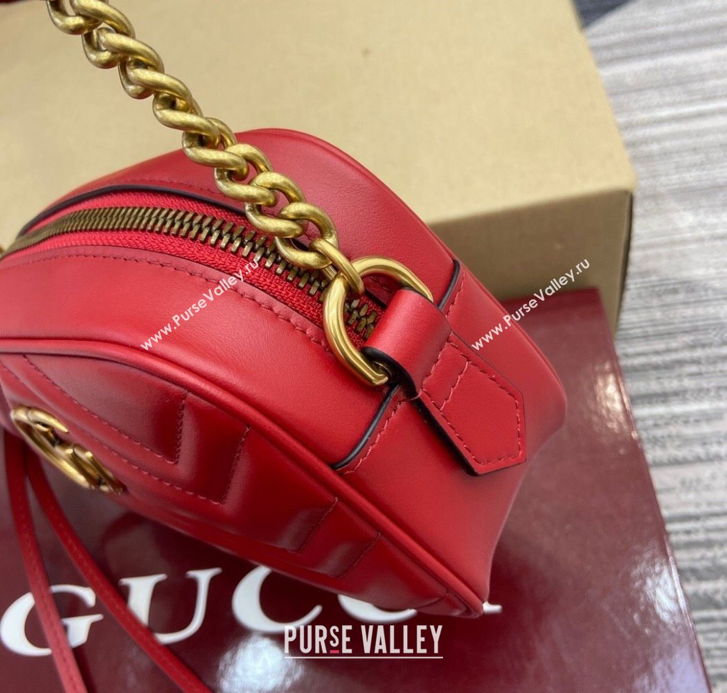 Gucci GG Marmont Leather Mini Camera Bag Red 2025 448065 (DLH-250630091)