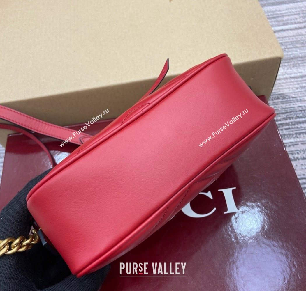 Gucci GG Marmont Leather Mini Camera Bag Red 2025 448065 (DLH-250630091)