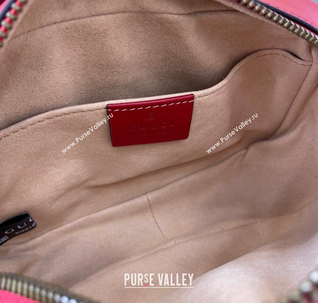 Gucci GG Marmont Leather Mini Camera Bag Red 2025 448065 (DLH-250630091)