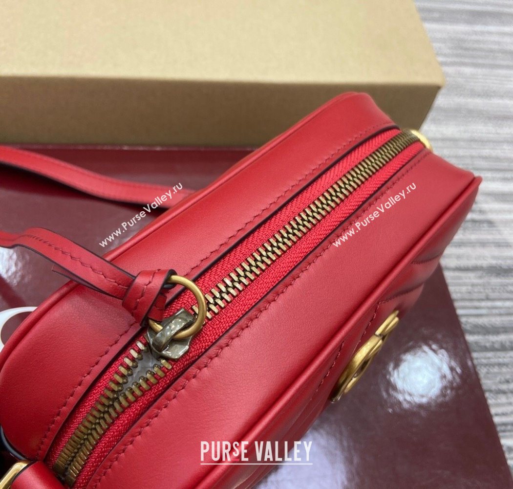 Gucci GG Marmont Leather Mini Camera Bag Red 2025 448065 (DLH-250630091)