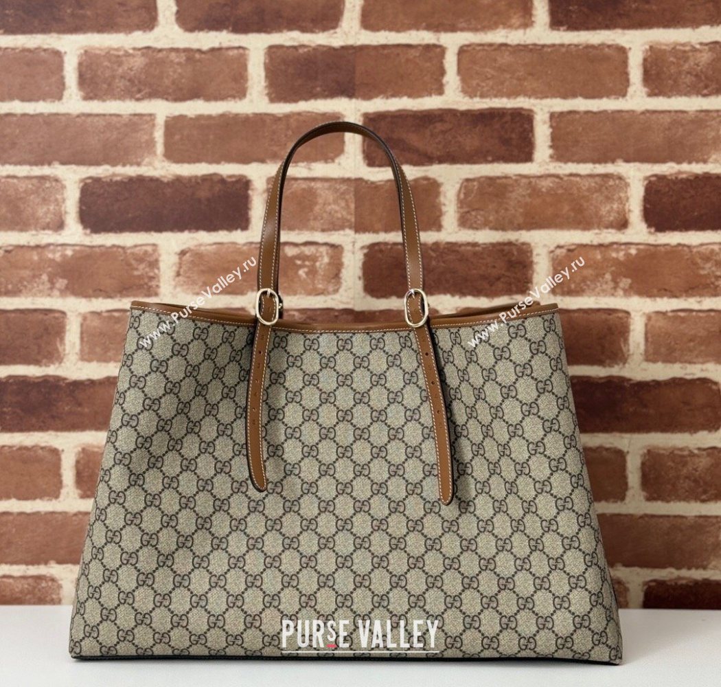 Gucci GG Canvas Emblem Maxi Tote Bag Beige/Brown 2025 815212 (DLH-250630073)